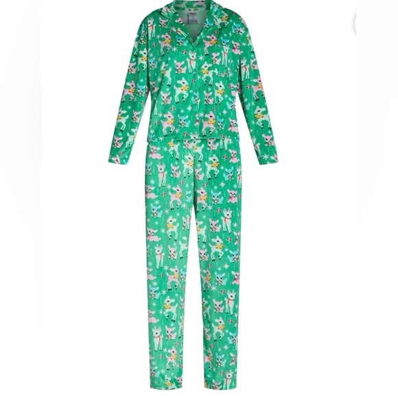 NWT Holiday Time Retro Reindeer Christmas 2-Piece Pajama Set Tik Tok - Picture 10 of 17